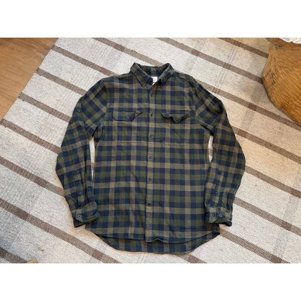 Fjallraven Men’s Skog Shirt Long Sleeve Flannel Plaid Green Blue Large Slim